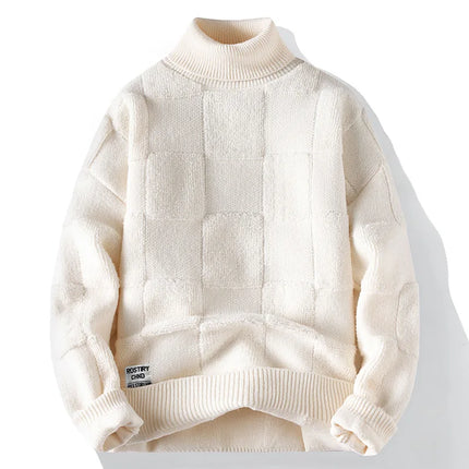 New Winter Men O-neck Knitted Pullovers Man Fleece WarmTurtlenecks Sweaters Man Casual Sweaters Quality Male Pullovers Size 4XL