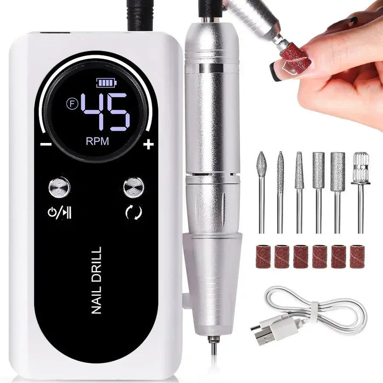 Wireless Portable Rechargeable Electric Nail Polishing Machine New Cordless Nail Surface Polisher Gel Nail Remover Professional Home Salon Manicure Pedicure Care Tool For DIY Nail Art Design