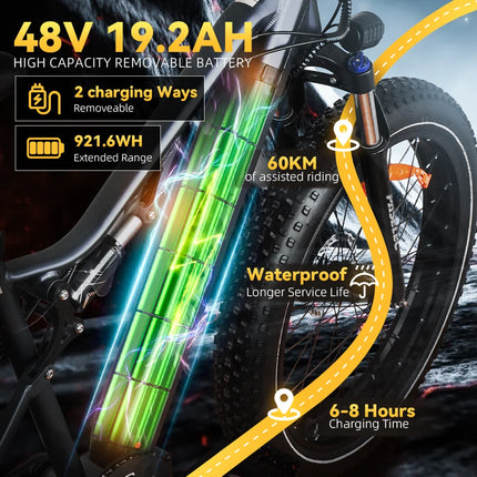 Bicicletta elettrica Heda TX19 1000W 48V 19.2AH Batteria al litio Freno a disco idraulico Pneumatici da 29 pollici Bicicletta elettrica da montagna per adulti