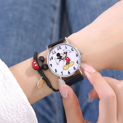 Nuovo set di braccialetti per orologi da donna Disney per bambini Confezione regalo Moda Topolino Orologi da cartone animato per bambini Bracciali da donna con scatola platinumshop
