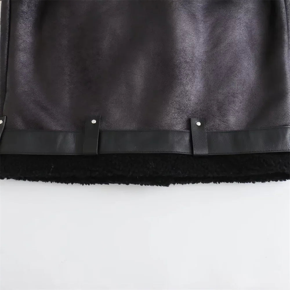 2025 Autumn New Women's European and American Style Loose Fashion with Belt Double sided Collar Jacket Coat