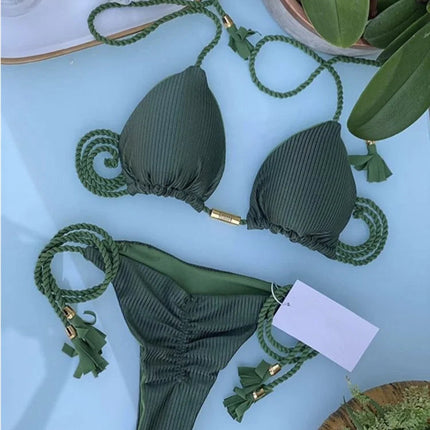 RUOTONSEPT Sexy Braiding rope Bandage Bikini Set Women's Swimsuit Two-piece Triangle Swimwear Bathing Suit Brazilian Biquinis platinumshop