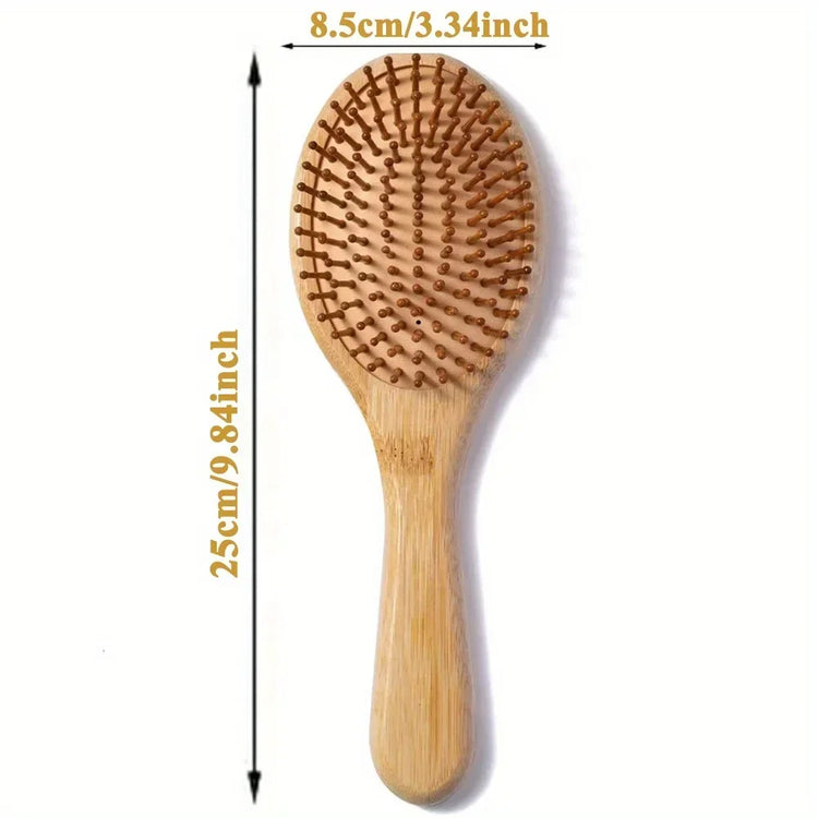 Natural Bamboo Paddle Comb Air Cushion Comb Scalp Massage Anti-Static Tangle Free Comb, Special for Real Hair Wigs