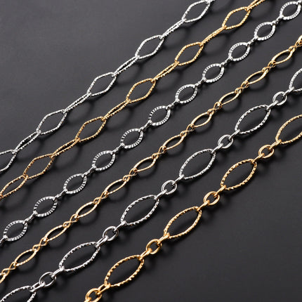 6.5/7/8mm Chic Glitter Maglia in acciaio inossidabile Taglio ovale Figaro Collana a catena per donna Uomo Rombo geometrico Girocollo Gioielli in metallo PlatiNum