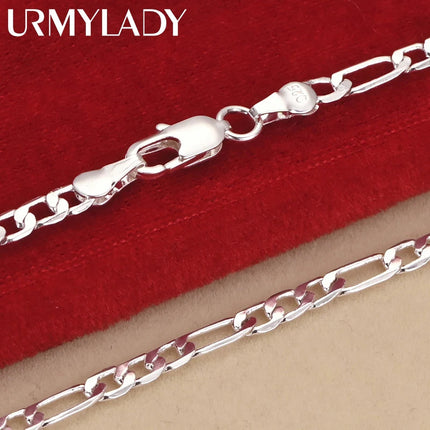 Nobile nuovo arriva 925 sterling silver 4MM catena per uomo donna braccialetto collana set di gioielli signora regali di Natale charms matrimonio platinumshop