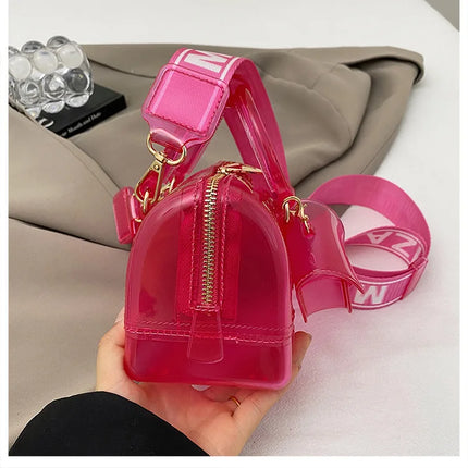 2025 Transparent PVC Beach Bag, Korean Style, Fresh and Sweet Silicone Shoulder Bag, Medium Size with Zipper Closure