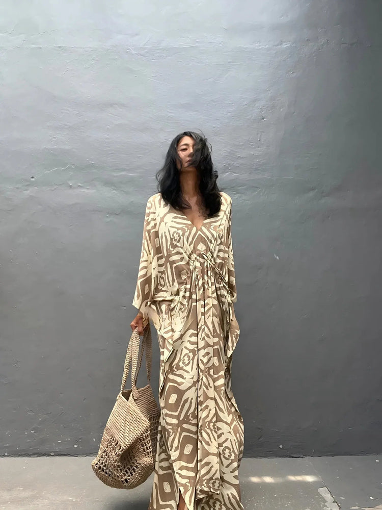 Abiti caftano da donna con scollo a V, costume da bagno estivo, copricostume caftano, abiti da spiaggia maxi taglie forti platinumshop
