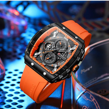 CURREN Orologio da uomo alla moda, marchio unico, design quadrato, lusso, nastro sportivo al quarzo, orologi da uomo impermeabili platinumshop