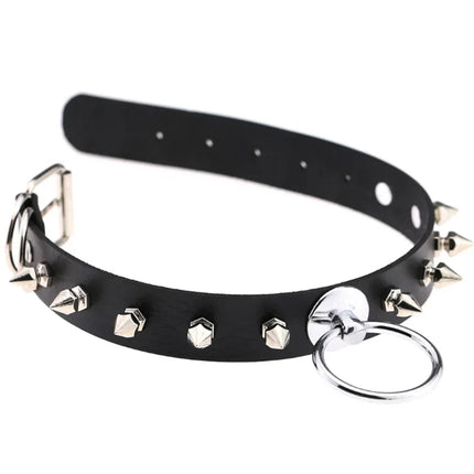 1Pc Harajuku Cuore Sexy Rivetti Cuoio DELL'UNITÀ di elaborazione Nero Goth Punk Girocollo Per Y2K Ragazze FAI DA TE Goth Star Pentagramma Collane Grosse Gioielli PlatiNum
