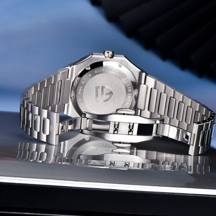 PAGANI DESIGN 37MM Orologio al Quarzo di Alta Gamma, Quadrato, Semplice ed Elegante, con Cristallo Zaffiro, Cassa in Acciaio Inossidabile, Regalo per Uomo