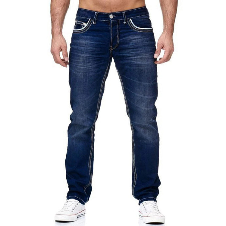 Straight Jeans Men Washed no hole Jean Spring Summer Boyfriend Jeans Streetwear Loose Cacual Designer Long Denim Pants Trousers PlatiNum