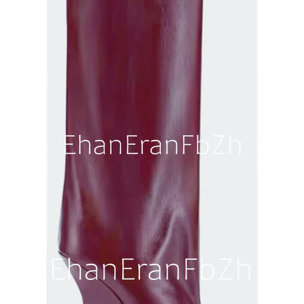 2025Ladies' Spring and Summer New Fish Mouth Slope High Heel Knee Boots, Fashionable Pointed Fashion Show Medium Cool Boots PlatiNum
