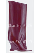 2025Ladies' Spring and Summer New Fish Mouth Slope High Heel Knee Boots, Fashionable Pointed Fashion Show Medium Cool Boots PlatiNum