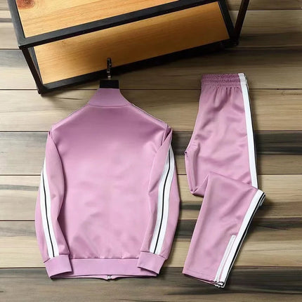 European and American new leisure sports suit men and women high-end fashion space cotton cardigan fashion two-piece large size PlatiNum