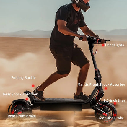 iScooter W8 Scooter elettrico da 9,3 pollici 48V 14Ah 750W Motore 30-40 km Gamma massima 40 km/h Velocità massima Doppia sospensione E Scooter con app