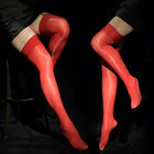 Calze da donna JK ad alta densità con taglio a costine larghe Calze elastiche modellanti per le gambe Calze lunghe lucide per olio di cavallo per feste cosplay