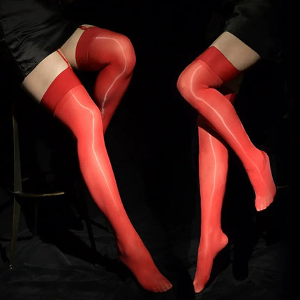 Bas de contention JK haute densité pour femme, coupe large côtelée, bas élastiques sculptants pour les jambes, bas longs brillants effet huile pour chevaux, pour fêtes cosplay