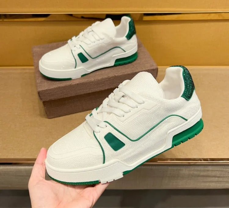Men Diamonds Crystal Patchwork Suede Genuine Leather Shoes Lace Up Round Toe Thick Bottom Casual Shoes Height Increase Platform