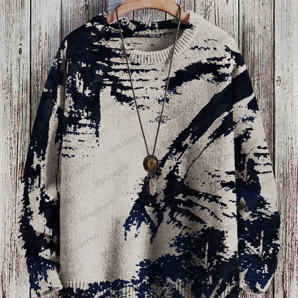 Cute Black Cat Graphic Retro Pattern 3D Printed Men's Knitted Pullover Winter Unisex Casual Warm Knit Pullover Sweater