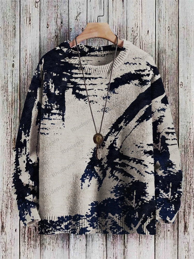 Cute Black Cat Graphic Retro Pattern 3D Printed Men's Knitted Pullover Winter Unisex Casual Warm Knit Pullover Sweater