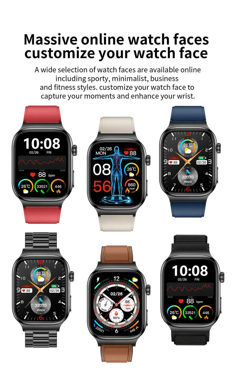 2026 Nuovo Misurazione Accurata Salute Smart Watch ECG + PPG Acido Urico Pressione Sanguigna Lipidi Nel Sangue Chiamata BT Smartwatch Per Le Donne Degli Uomini platinumshop