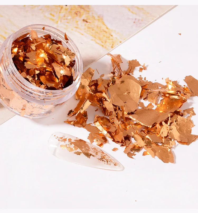 Rose Gold Silver Irregular Foil Paper Fragments Nail Art Sequin Sticker Glitter DIY Manicure UV Gel Polish Nail Decoration Tools