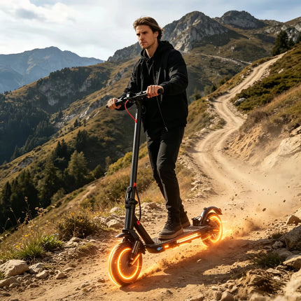 Monopattino elettrico per adulti da 350 W, pneumatici resistenti alle forature da 10 pollici, doppia sospensione anteriore e posteriore, pieghevole, ideale per gli spostamenti urbani