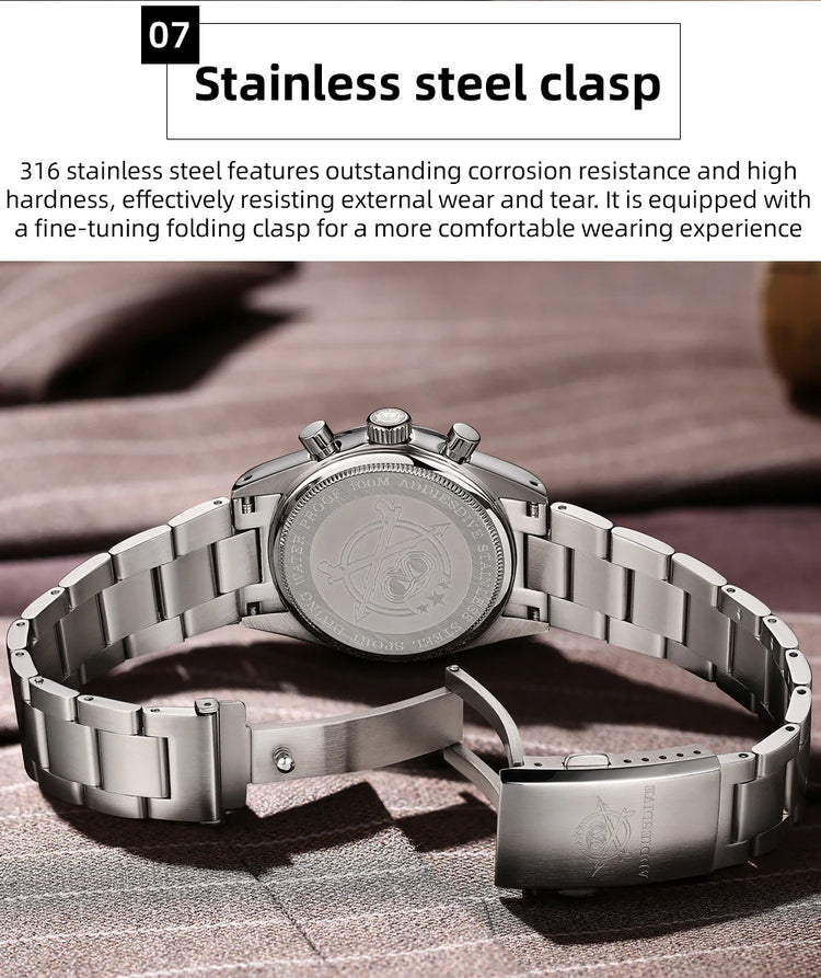 ADDIESDIVE 37mm Watch For Men Chronograph 10Bar Diver BGW9 Luminous Bubble Mirror Glass AD2539 Aluminum Ring VK63 Quartz Watches