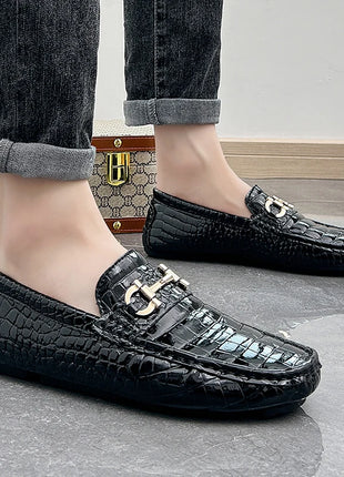 Scarpe Casual da uomo in pelle verniciata di alta qualità scarpe da guida di marca mocassini con motivo a coccodrillo maschile per scarpe basse mocassino da uomo