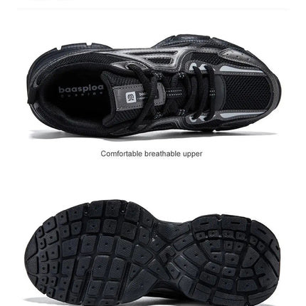 Baasploa Women Running Shoes Lightweight Breathable Sport Shoes Female Comfort White Casual Sneakers Height Increase Cushioning PlatiNum