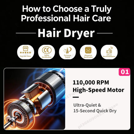 SenCiciMen 6 IN 1 Super Hair Dryer Negative Ion Hair Care Hairdryer With Auto-Wrap Curling Tools Home Appliances Powerful Blow dryer Tourist Styling Tools Holiday Gift for Women