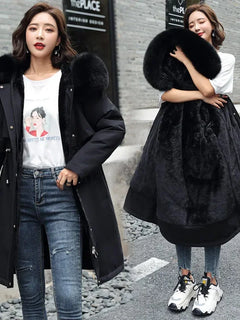 Winter Jacket 2026 New Women Parka Clothes Long Coat Wool Liner Hooded Jacket Fur Collar Thick Warm Snow Wear Padded Parka 6XL