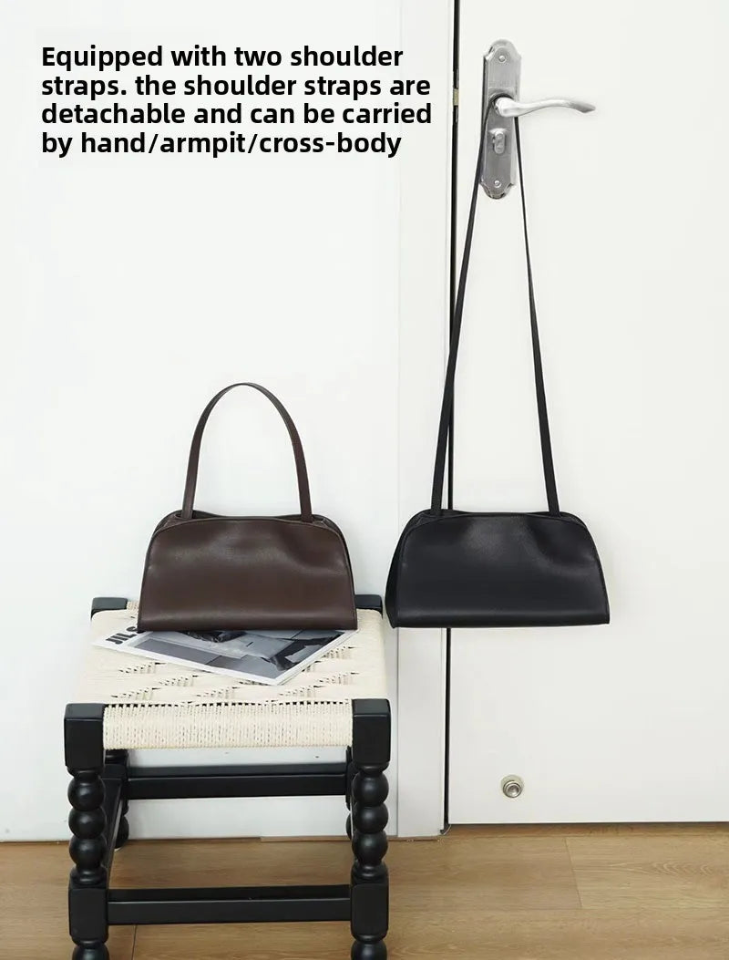 [Full Leather Inside Outside] Drinking Milk Cowhide Imported Saddle Leather Underarm Bag Single Shoulder Crossbody Bag Simple