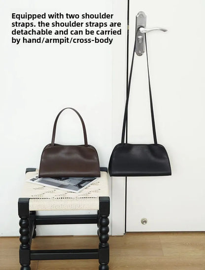 [Full Leather Inside Outside] Drinking Milk Cowhide Imported Saddle Leather Underarm Bag Single Shoulder Crossbody Bag Simple