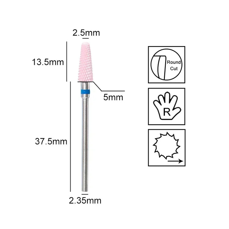 Pink Ceramic Carbide Nail Drill Bits Milling Cutter For Gel Polish Remover Electric Nail Machine Polishing Peeling File Home Salon Manicure Pedicure Accessories