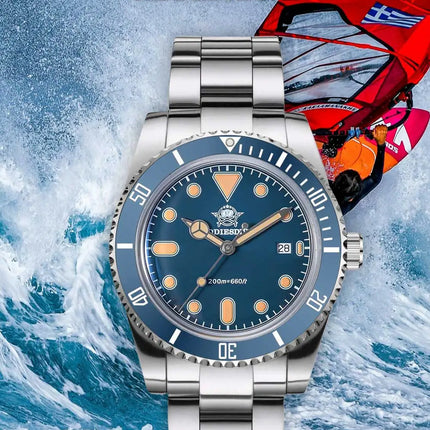ADDIESDIVE Men's Gift Box Luxury Diver Watch Super Luminous Bubble Mirror Glass Quartz Watch 20Bar Ceramic Bezel Steel Watch