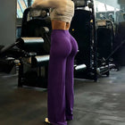 Gym Workout Wide Leg Leggings Women High Waist Tummy Control Loose Yoga Pants Woman Gray Hip Lifting Straight Sports Trousers PlatiNum