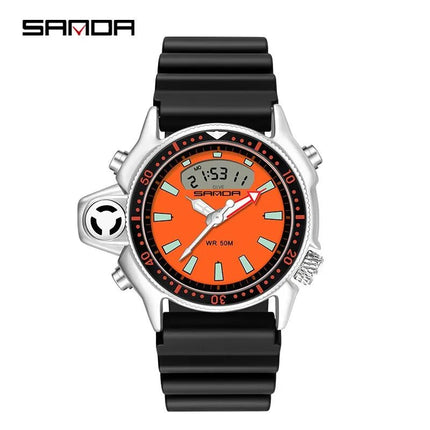 SANDA Sport orologio digitale al quarzo da uomo orologi subacquei creativi orologio da uomo con allarme impermeabile orologio con doppio Display Relogio Masculino platinumshop