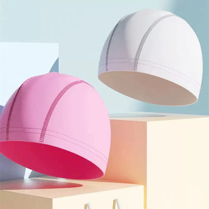 Cuffia da nuoto impermeabile in PU per bambini Adulti Cuffia da sub ad alta elasticità non costruita Protezione per le orecchie dei capelli lunghi Cuffia da nuoto unisex