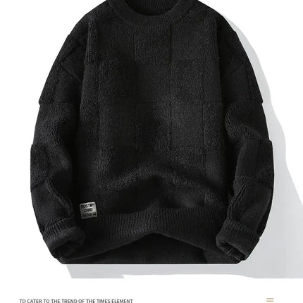 New Winter Men O-neck Knitted Pullovers Man Fleece WarmTurtlenecks Sweaters Man Casual Sweaters Quality Male Pullovers Size 4XL