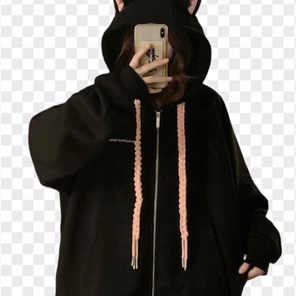 2025 Cute Girls Spring And Autumn New Cute Cat's Ears Hooded Coat Collection Casual Fashion Versatile Trends Lazy Wind