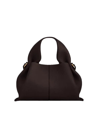Mini borsa a mano in pelle martellata, manico con fibbia e chiusura metallica, tracolla rimovibile per uso quotidiano