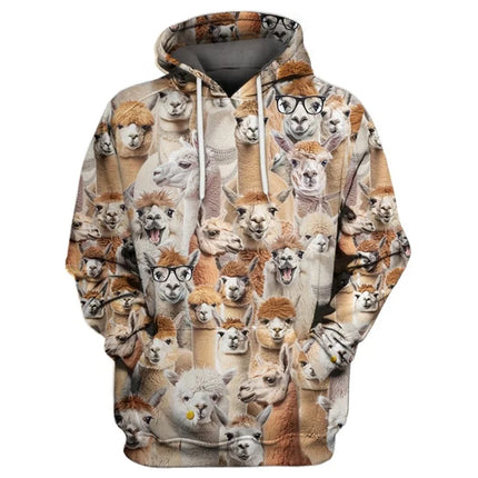 3D Print Funny Animal Cat Alpaca Graphic Hoodies For Men Women Casual Oversized Pullovers Sport Tracksuit Mens Sweatshirt Tops