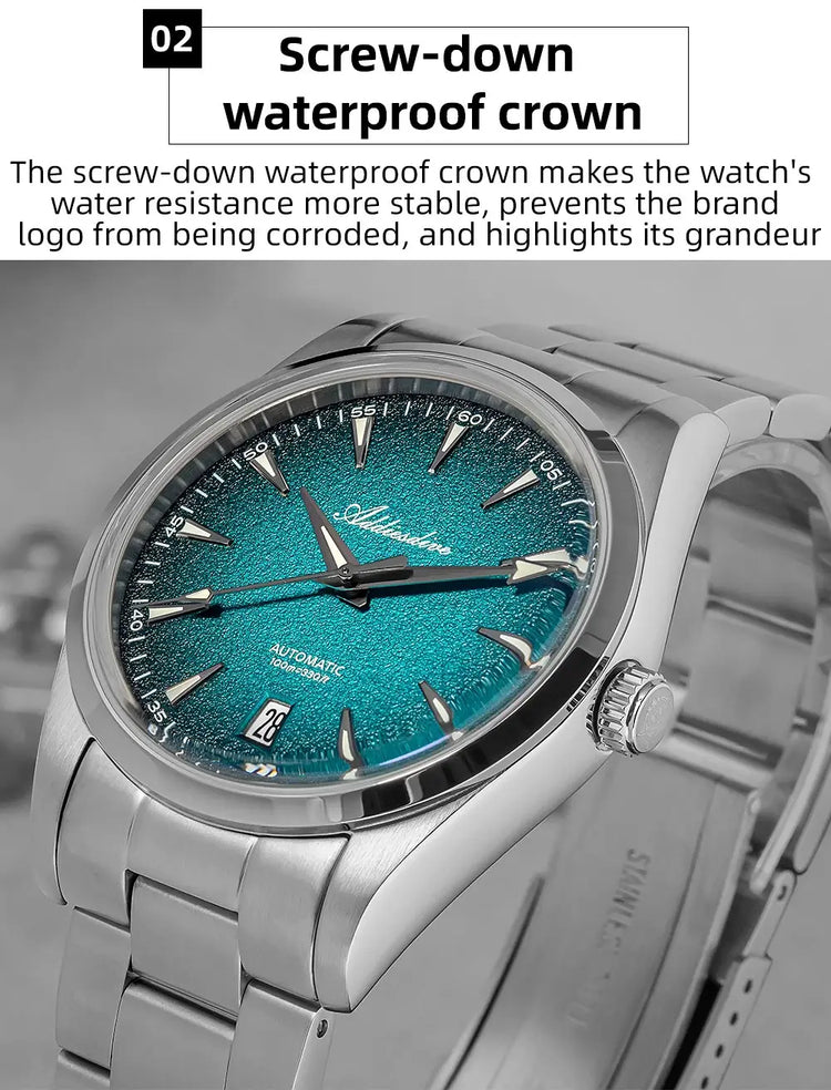 ADDIESDIVE Mechanical Men's Watch Classic Luxury Watch Super Bright Bubble Glass 100M Waterproof Men's Watch Gift