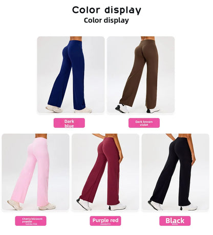 Women High Waist Wide Leg Pants Leggings Tights Fitness Bell-bottoms Yoga Elastic Leggings Push Up Gym Workout Flared Pants