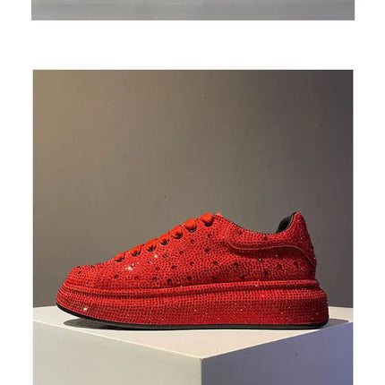 Luxury New Men Rhinestone Lace Up All Match Brand Shoes Causal Flats Loafers Sports Walking Sneakers Zapatos Hombre Vest