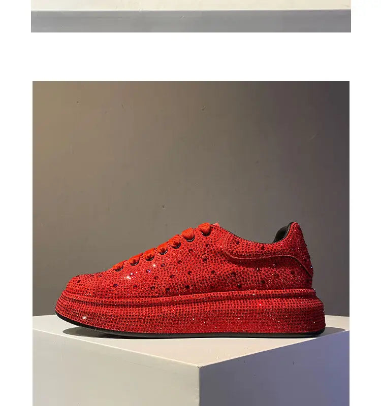 Luxury New Men Rhinestone Lace Up All Match Brand Shoes Causal Flats Loafers Sports Walking Sneakers Zapatos Hombre Vest
