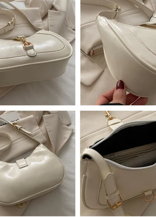 Elegante Borsa a Tracolla da Donna - Borsetta Quadrata Retrò con Chiusura a Zip, in Resistente Materiale PU