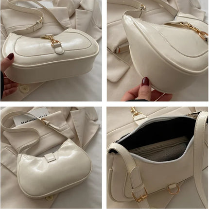 Elegante Borsa a Tracolla da Donna - Borsetta Quadrata Retrò con Chiusura a Zip, in Resistente Materiale PU