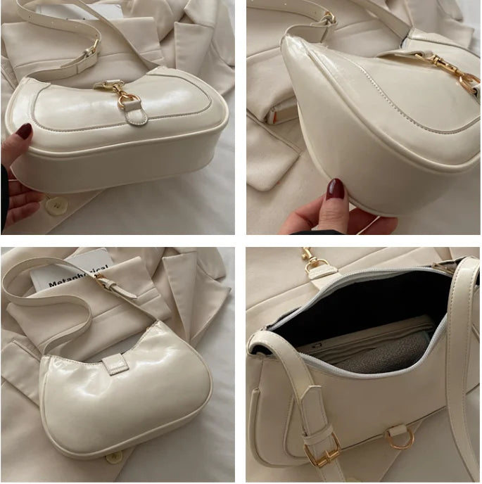 Elegante Borsa a Tracolla da Donna - Borsetta Quadrata Retrò con Chiusura a Zip, in Resistente Materiale PU